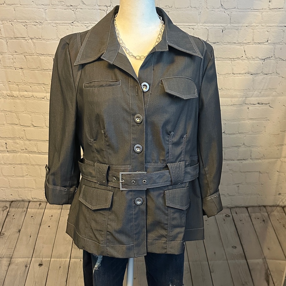 Women's Gray Belted Jacket